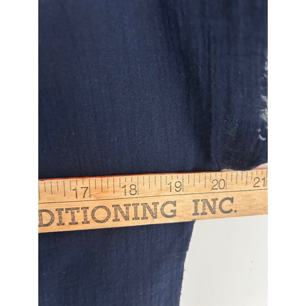 J.Crew Navy Blue Cotton Gauze Pom Pom Trim Keyhole Top XXS A2120 - Picture 5 of 10
